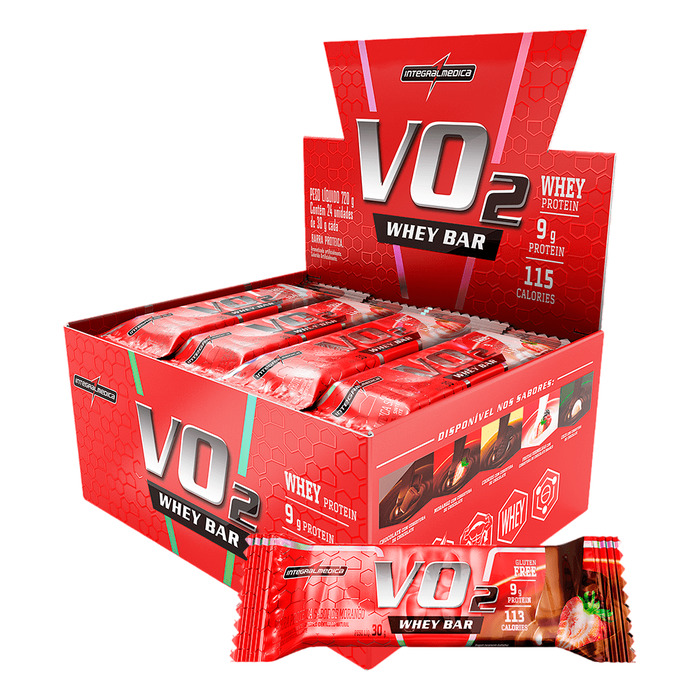 VO2 WHEY BAR 12X30G MORANGO