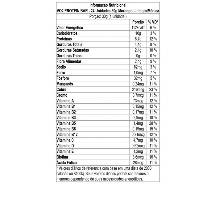 VO2 WHEY BAR 12X30G MORANGO