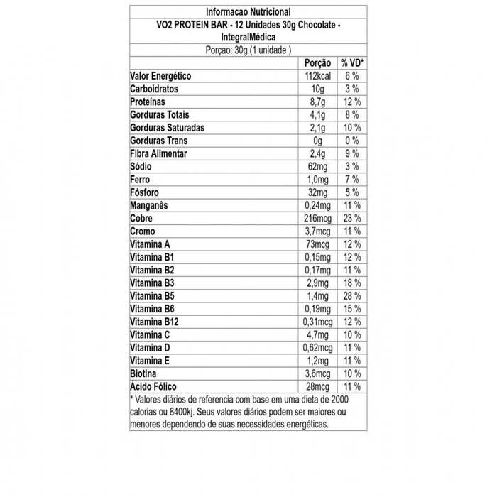 VO2 WHEY BAR 12X30G CHOCOLATE