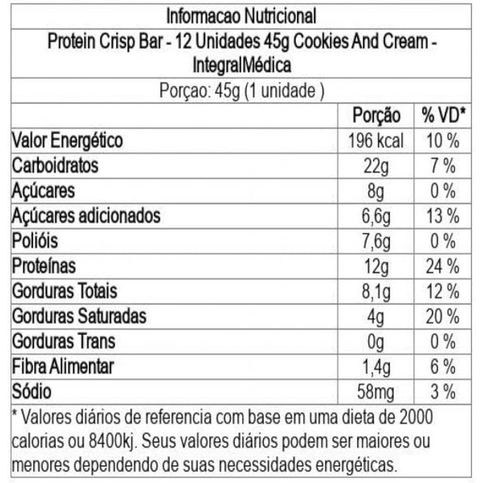 PROTEIN CRISP 12X45G COOKIES AND CREAM