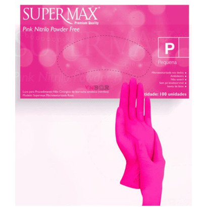 LUVA PROC/NITRIL. ROSA P C/100 UNDS SUPERMAX