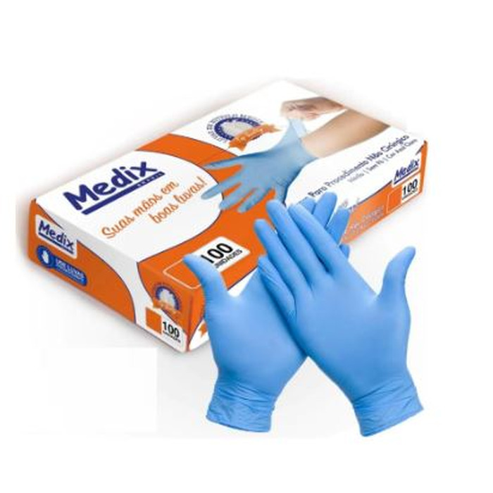 LUVA PROC/NITRIL. AZUL G C/100 UNDS MEDIX