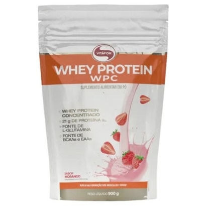WHEY PROTEIN CONC. 900G MORANGO POUCH VITAFOR