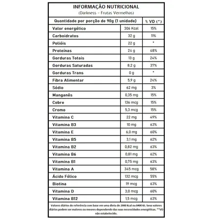 DARK BAR 8X90G FRUTAS VERM./CHOC. CHIPS