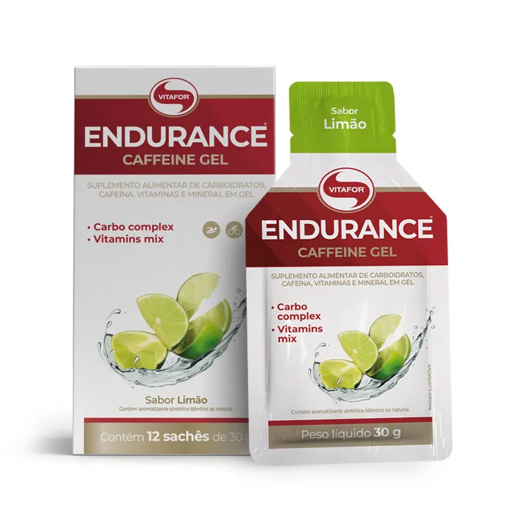 ENDURANCE CAFFEINE GEL LIMAO C/12 SACHES X 30G