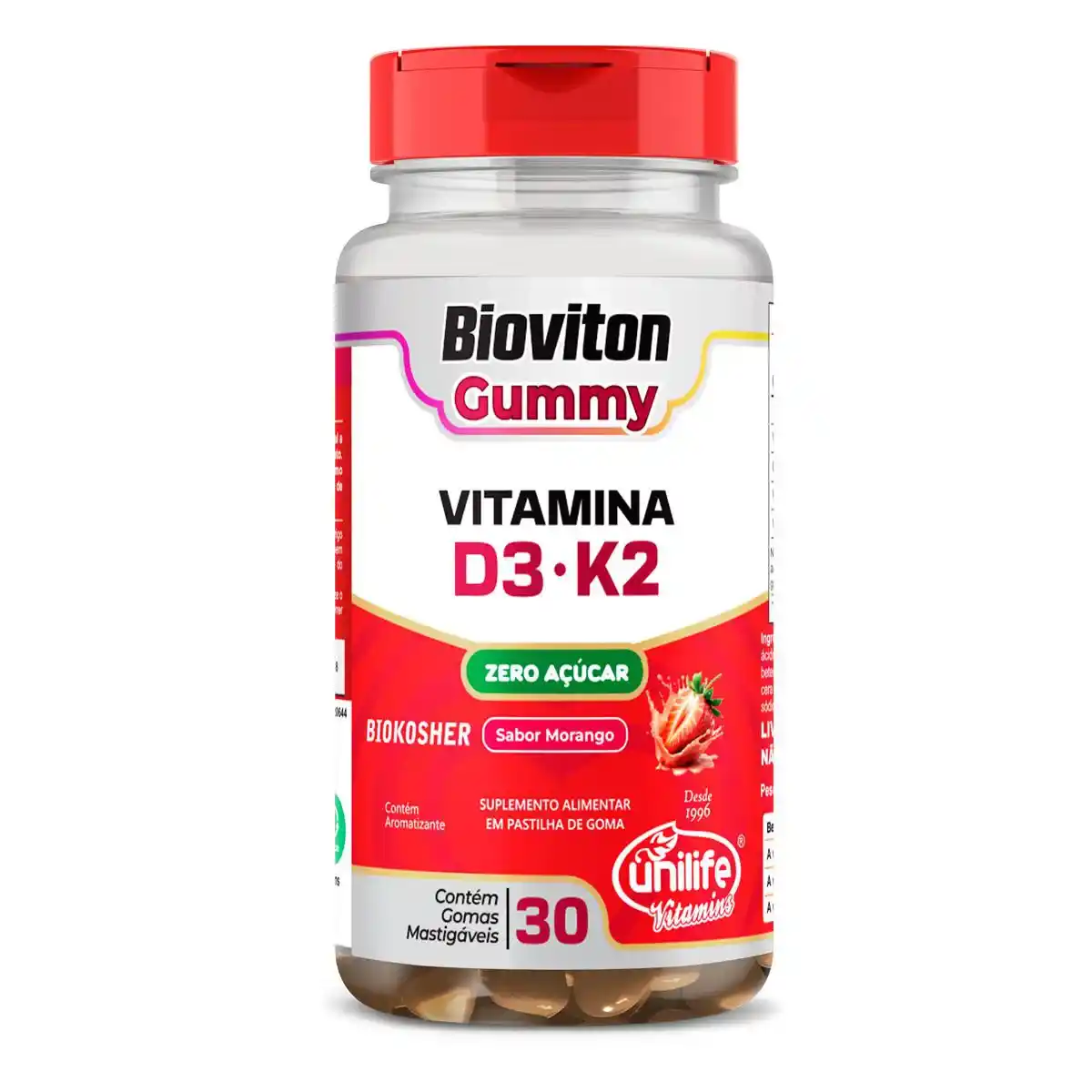 VITAMINA D3+K2 2,5G C/30 GOMAS MORANGO UNILIFE